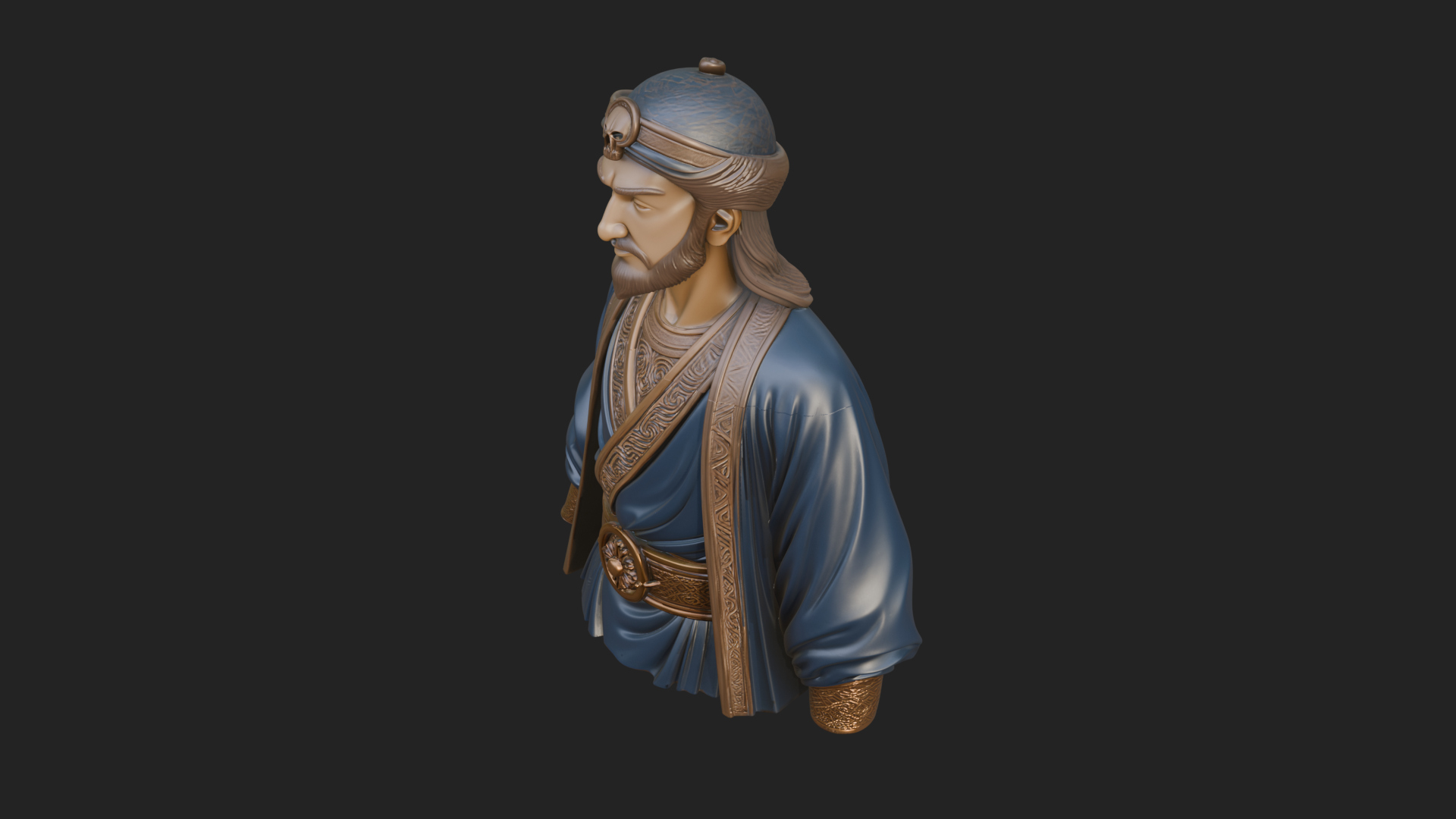 Chinese Scholar Bust Statue Design 14 3D Print Model 3D Model