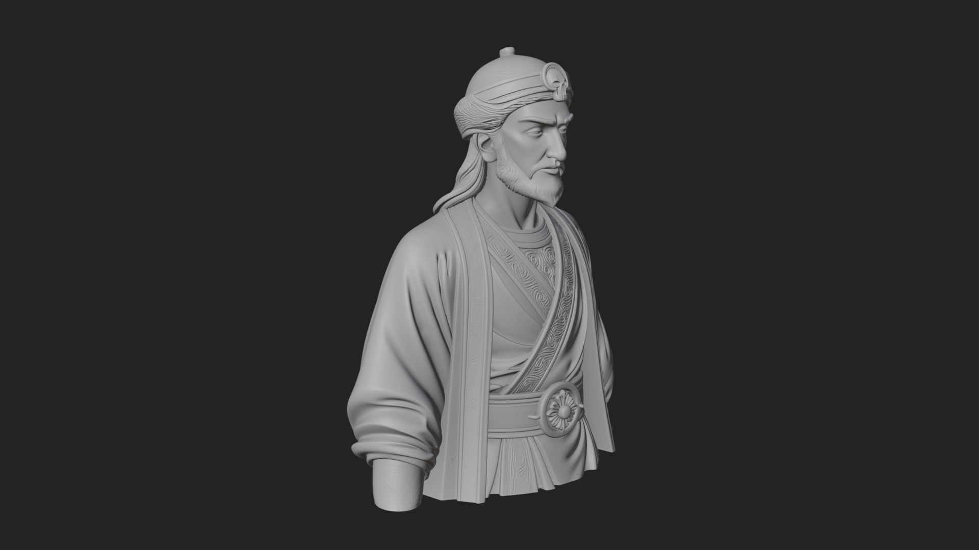 Chinese Scholar Bust Statue Design 14 3D Print Model 3D Model