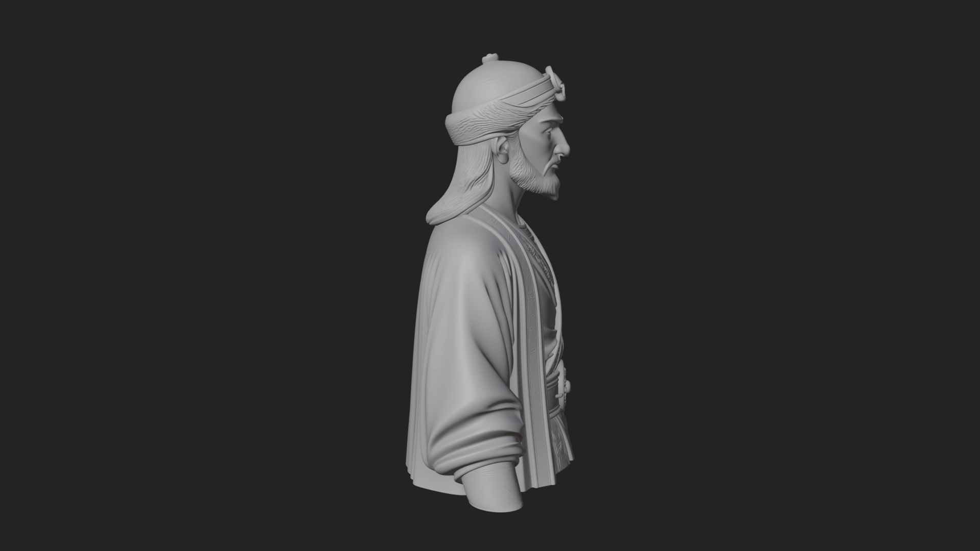 Chinese Scholar Bust Statue Design 14 3D Print Model 3D Model