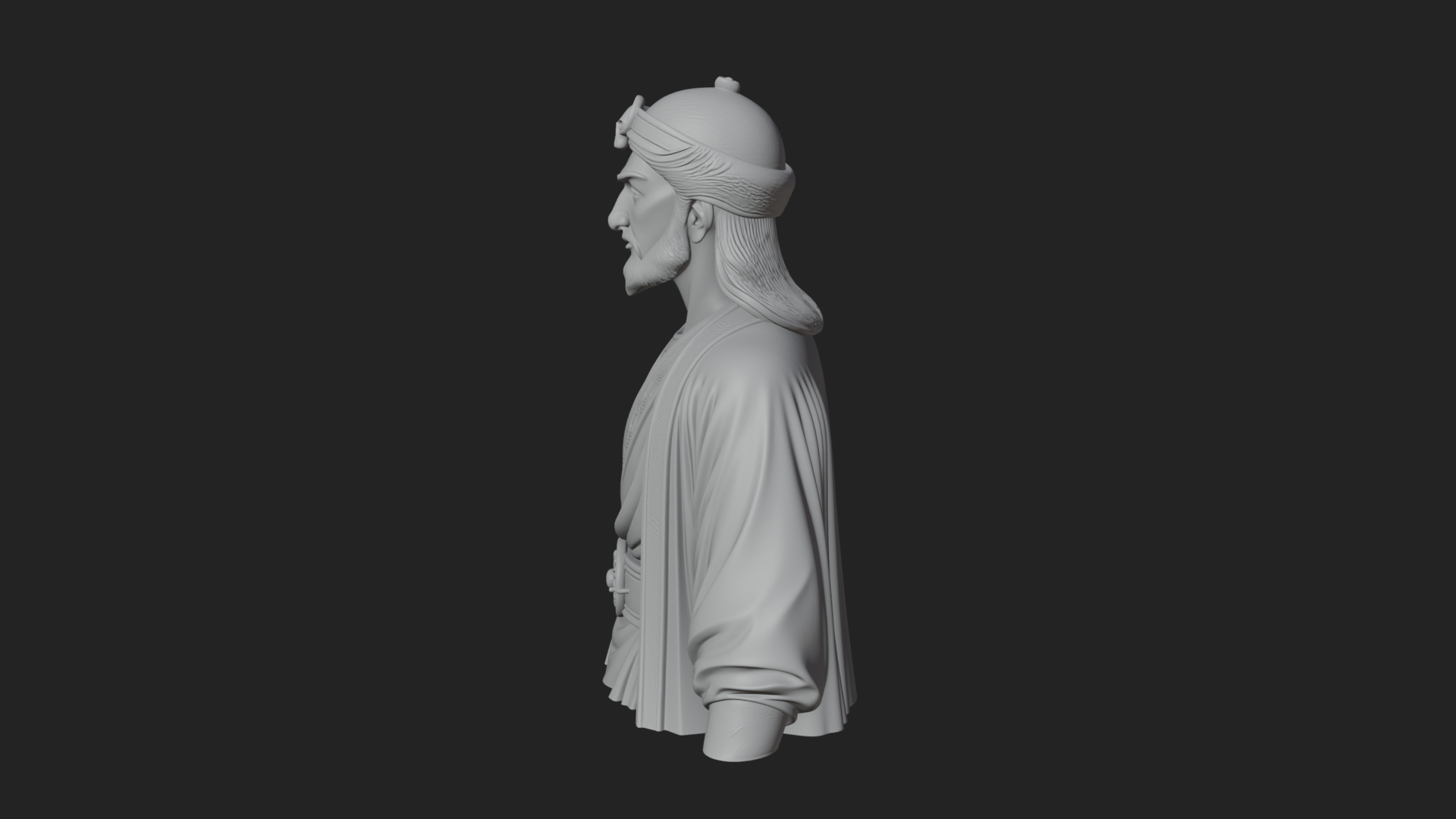 Chinese Scholar Bust Statue Design 14 3D Print Model 3D Model