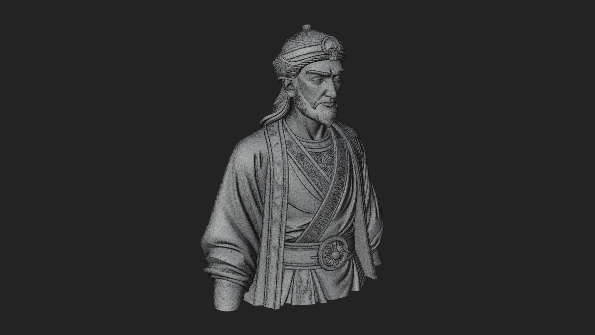 Chinese Scholar Bust Statue Design 14 3D Print Model 3D Model