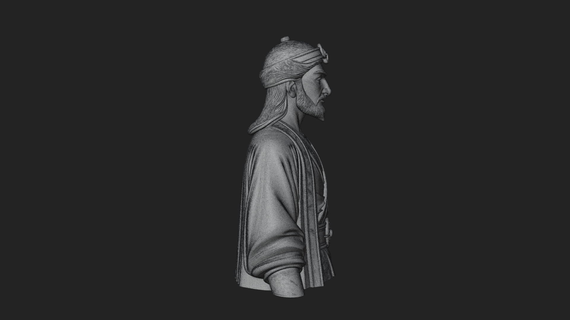 Chinese Scholar Bust Statue Design 14 3D Print Model 3D Model