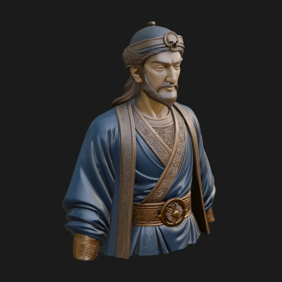 Chinese Scholar Bust Statue Design 14 3D Print Model