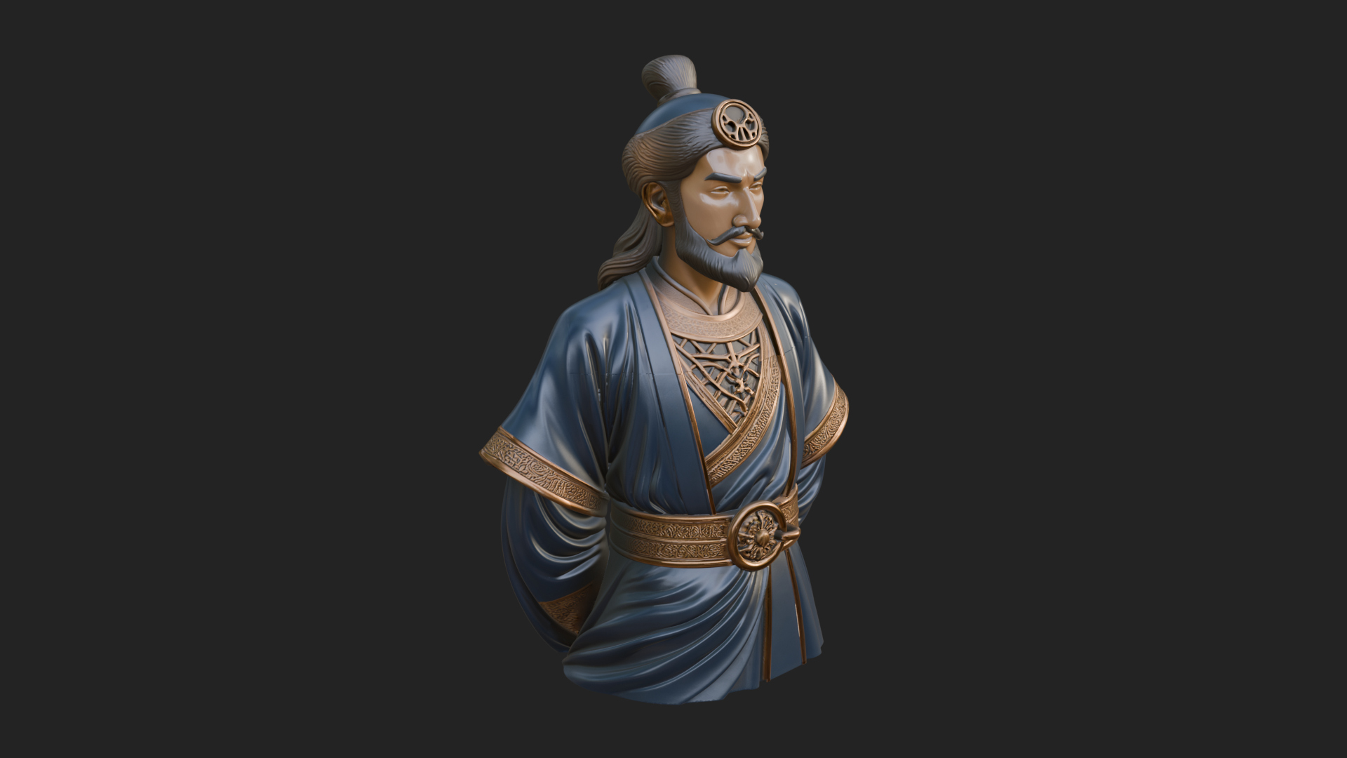 Chinese Scholar Bust Statue Design 15 3D Print Model 3D Model