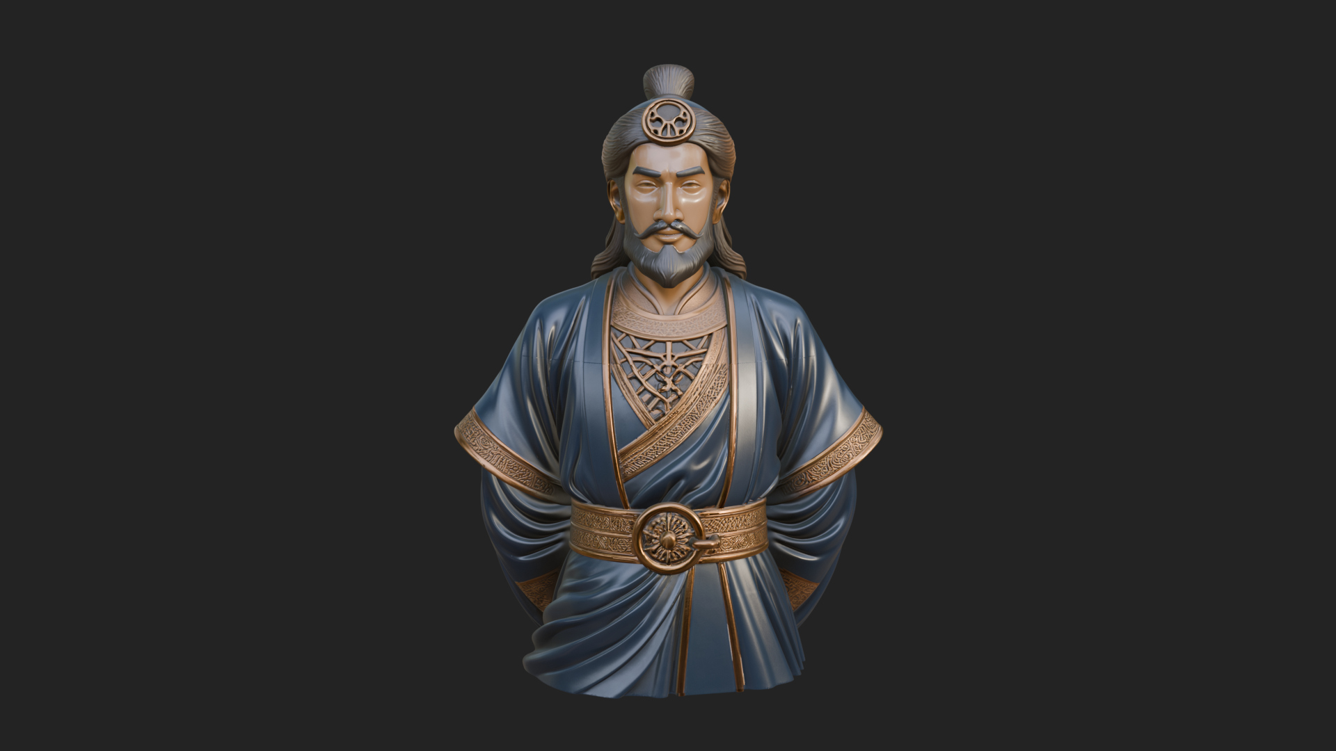 Chinese Scholar Bust Statue Design 15 3D Print Model 3D Model