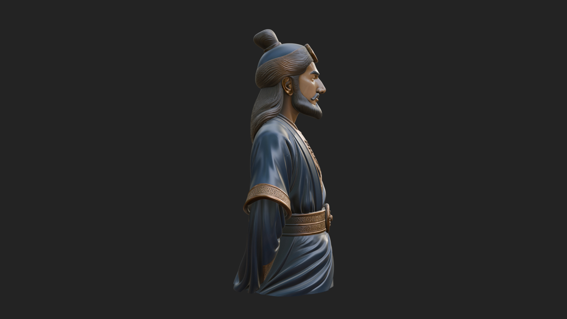 Chinese Scholar Bust Statue Design 15 3D Print Model 3D Model