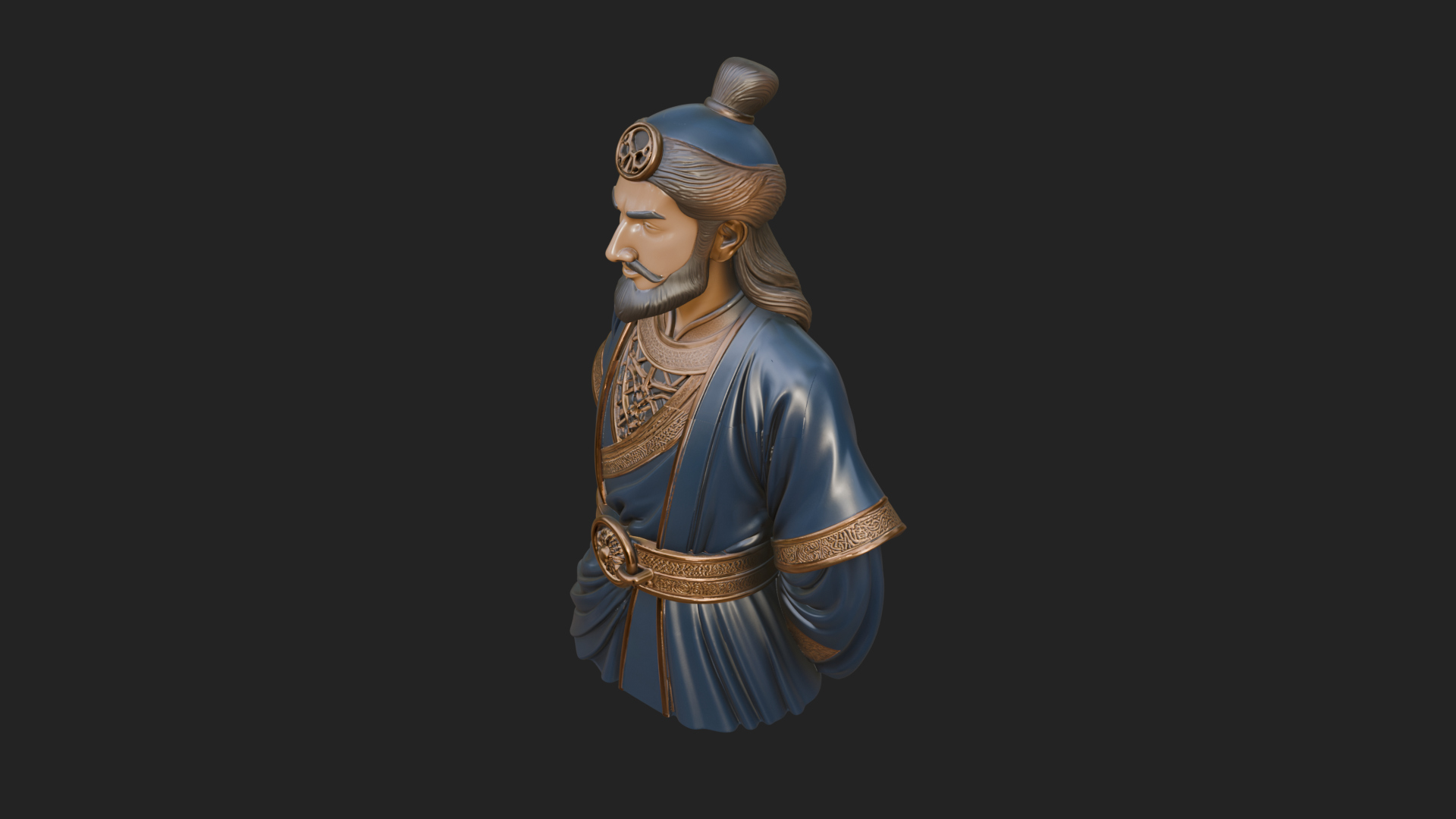 Chinese Scholar Bust Statue Design 15 3D Print Model 3D Model