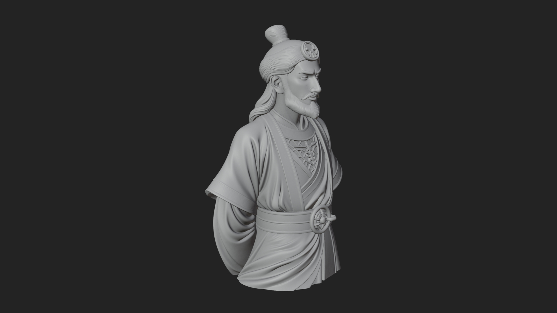 Chinese Scholar Bust Statue Design 15 3D Print Model 3D Model