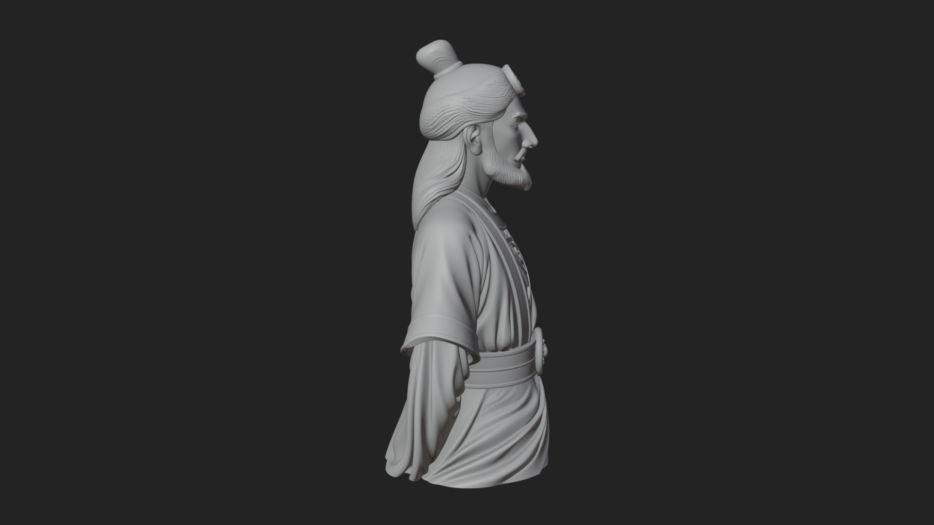 Chinese Scholar Bust Statue Design 15 3D Print Model 3D Model