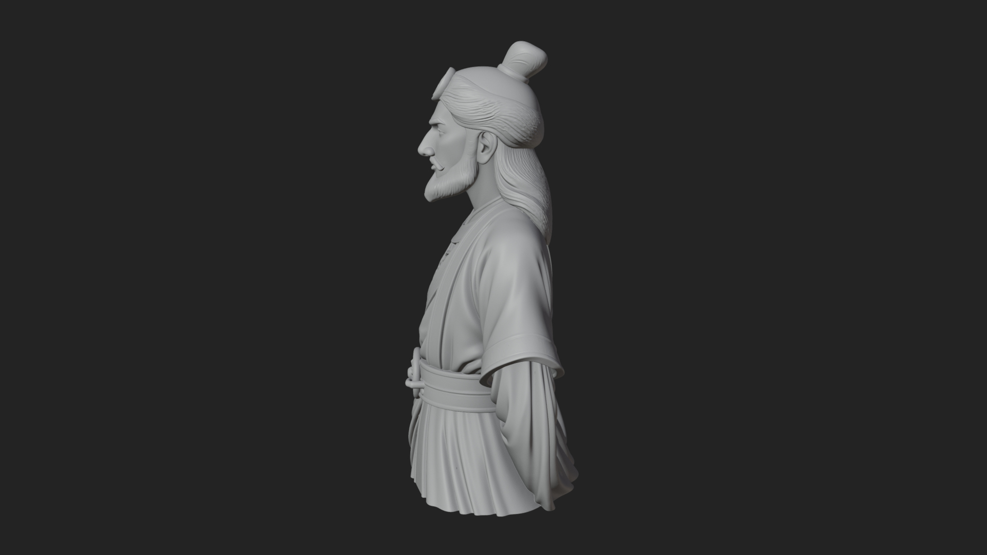 Chinese Scholar Bust Statue Design 15 3D Print Model 3D Model