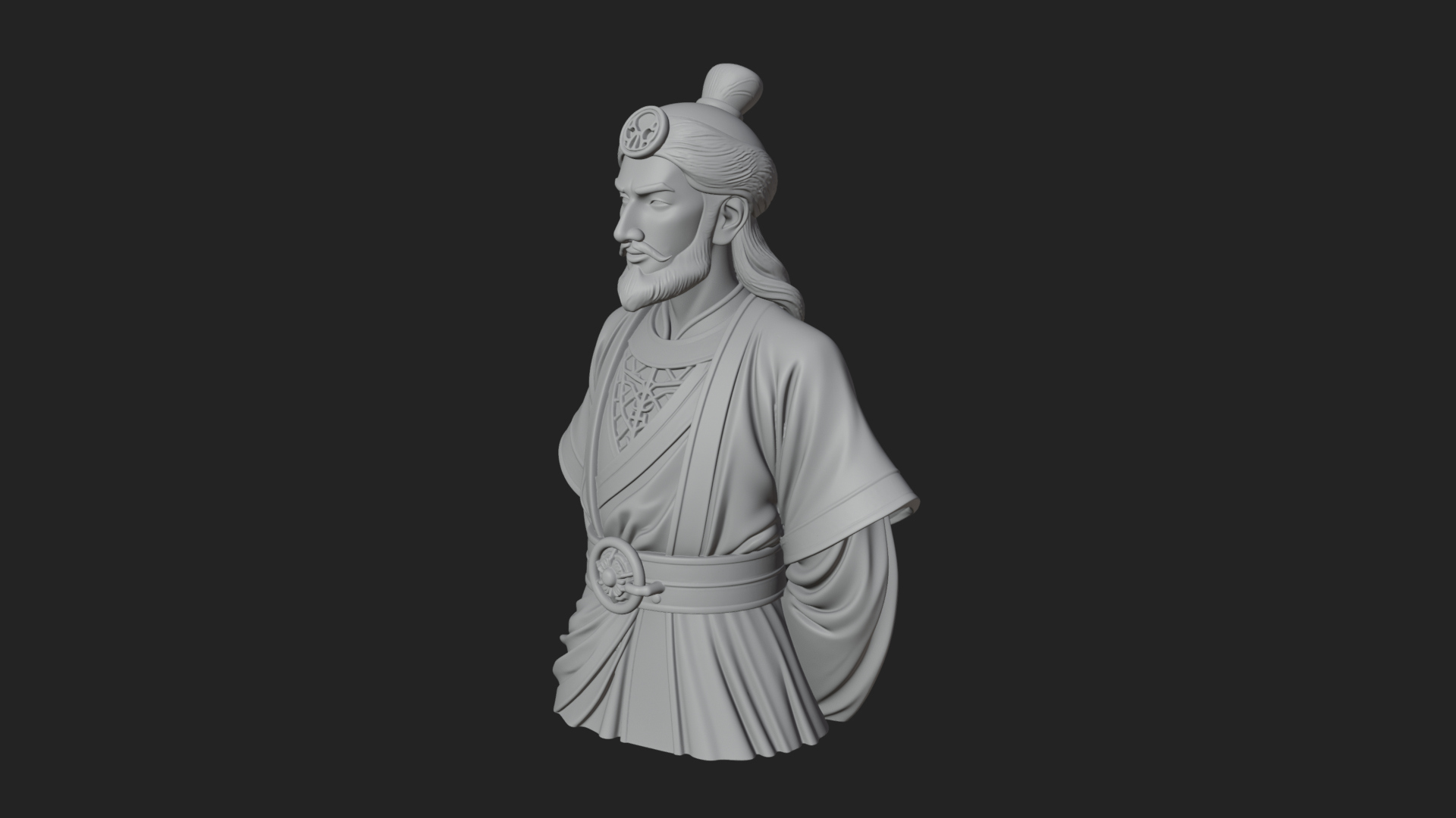 Chinese Scholar Bust Statue Design 15 3D Print Model 3D Model