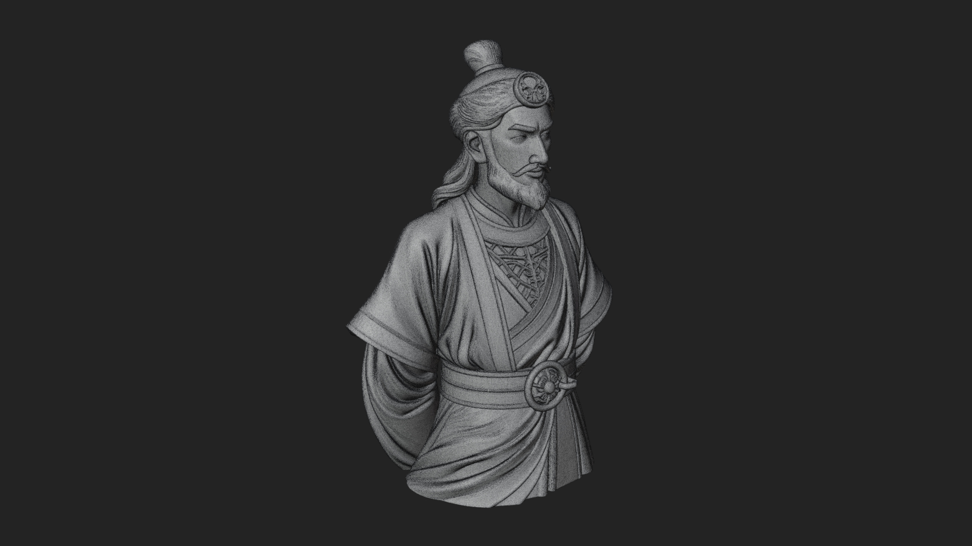 Chinese Scholar Bust Statue Design 15 3D Print Model 3D Model