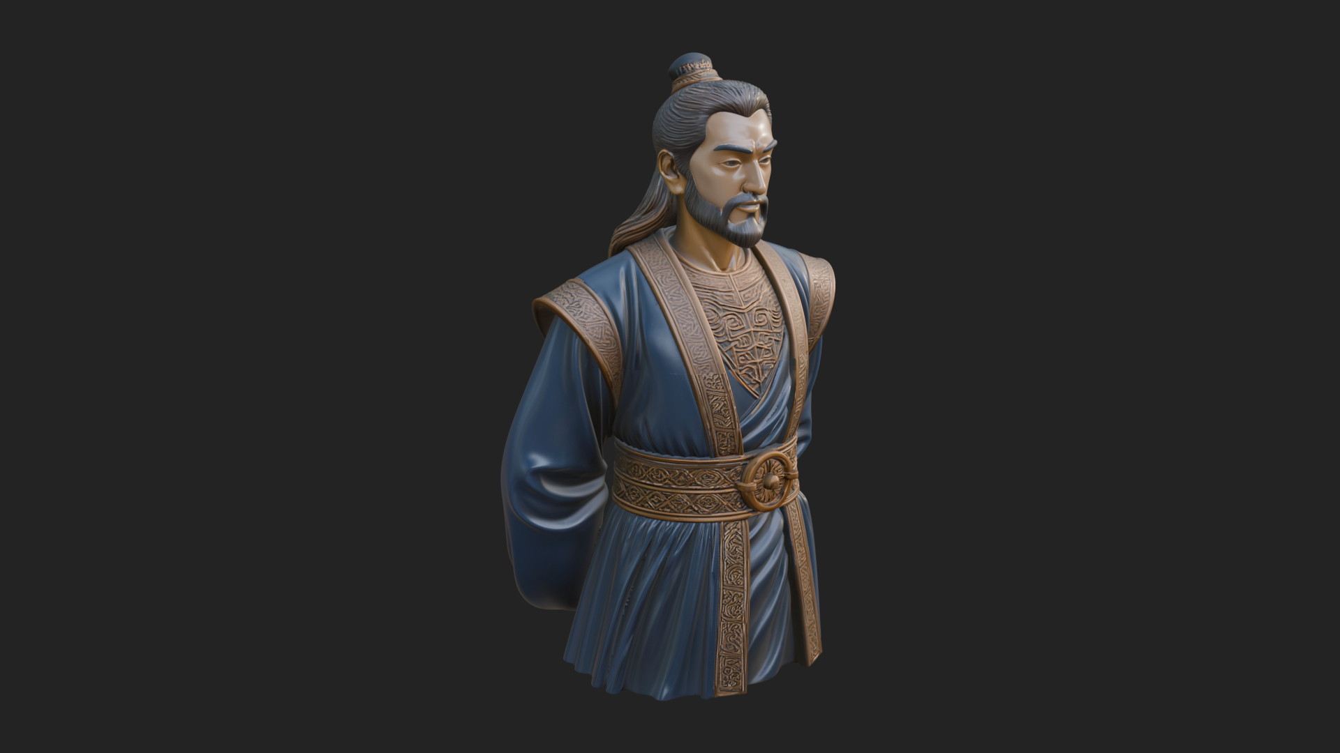 Chinese Scholar Bust Statue Design 16 3D Print Model 3D Model
