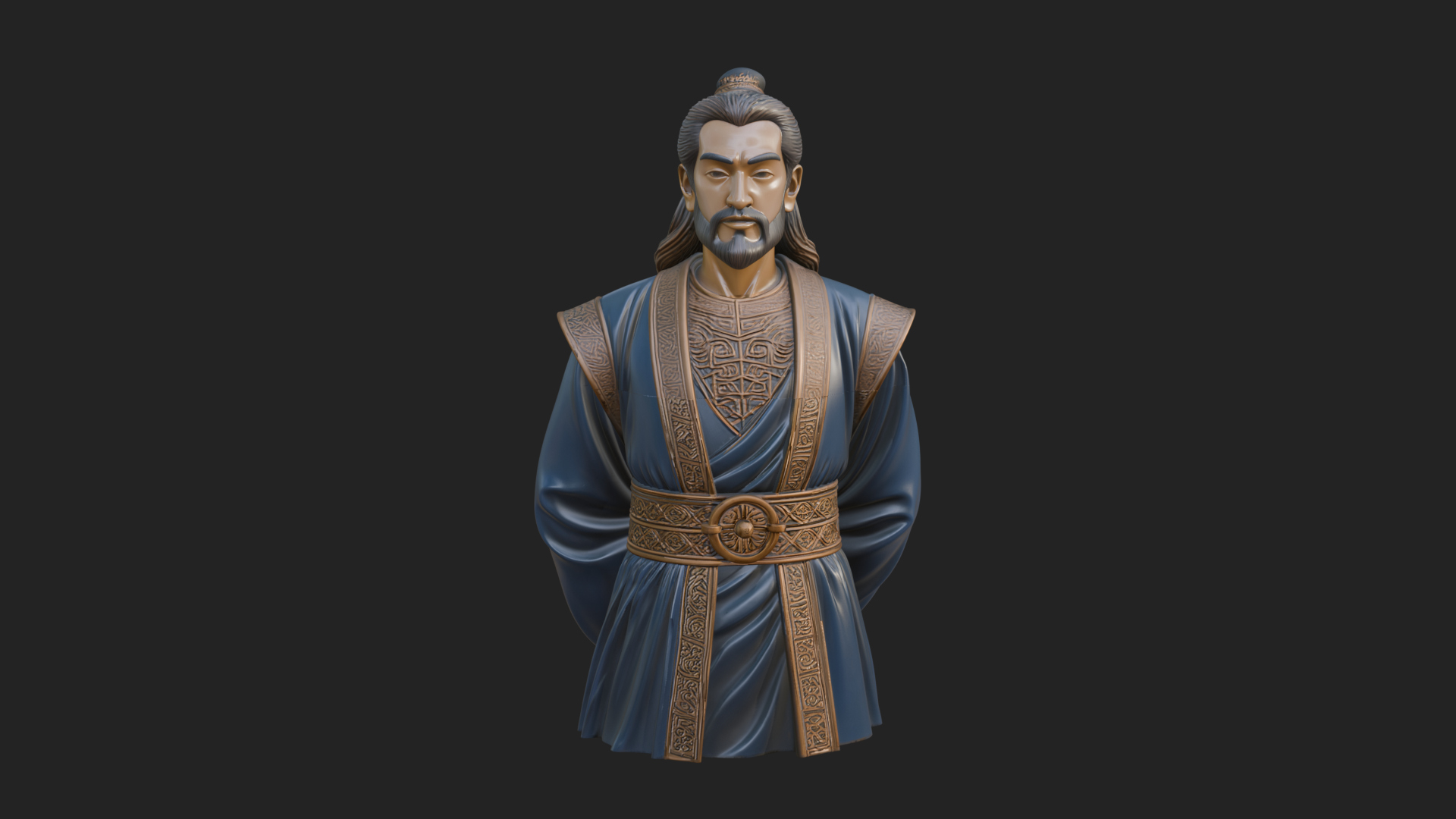 Chinese Scholar Bust Statue Design 16 3D Print Model 3D Model