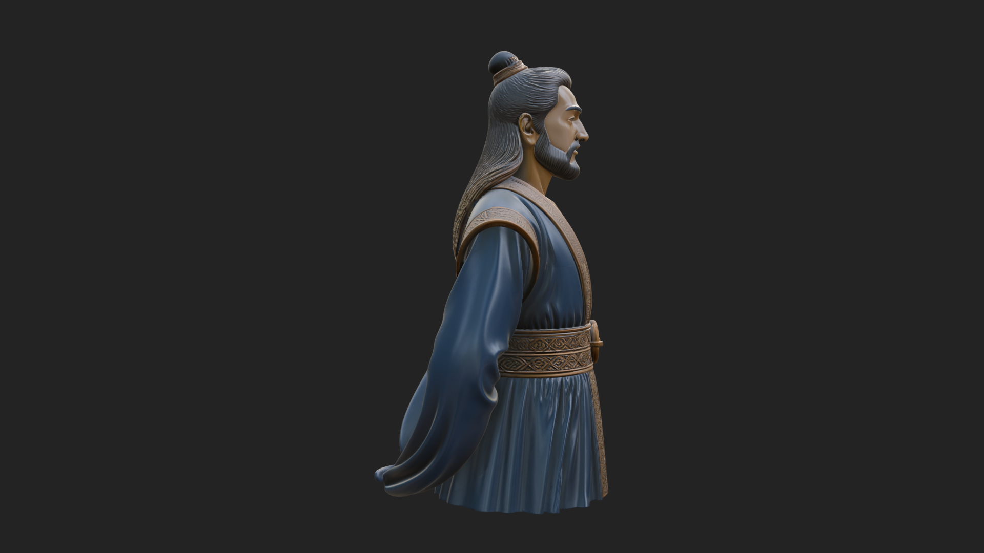 Chinese Scholar Bust Statue Design 16 3D Print Model 3D Model