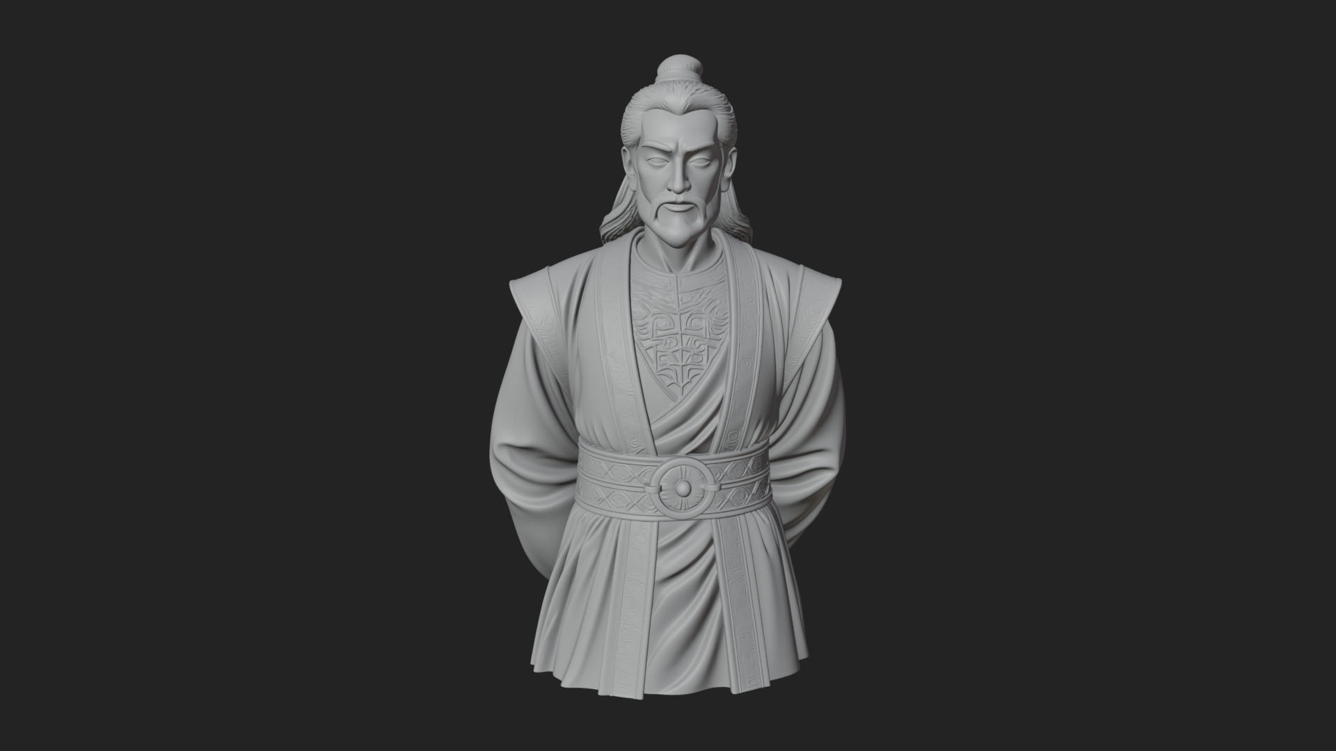 Chinese Scholar Bust Statue Design 16 3D Print Model 3D Model