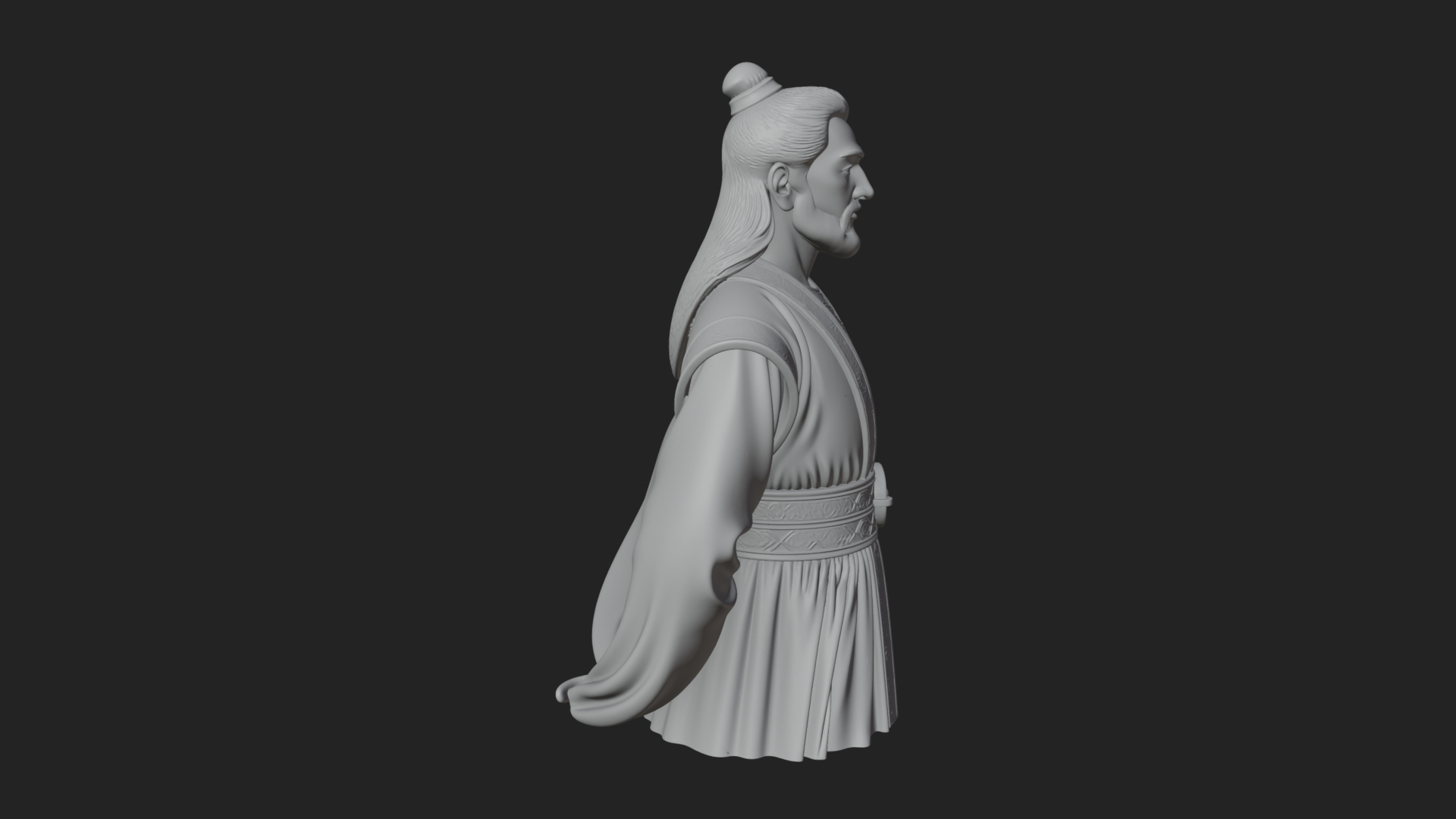 Chinese Scholar Bust Statue Design 16 3D Print Model 3D Model