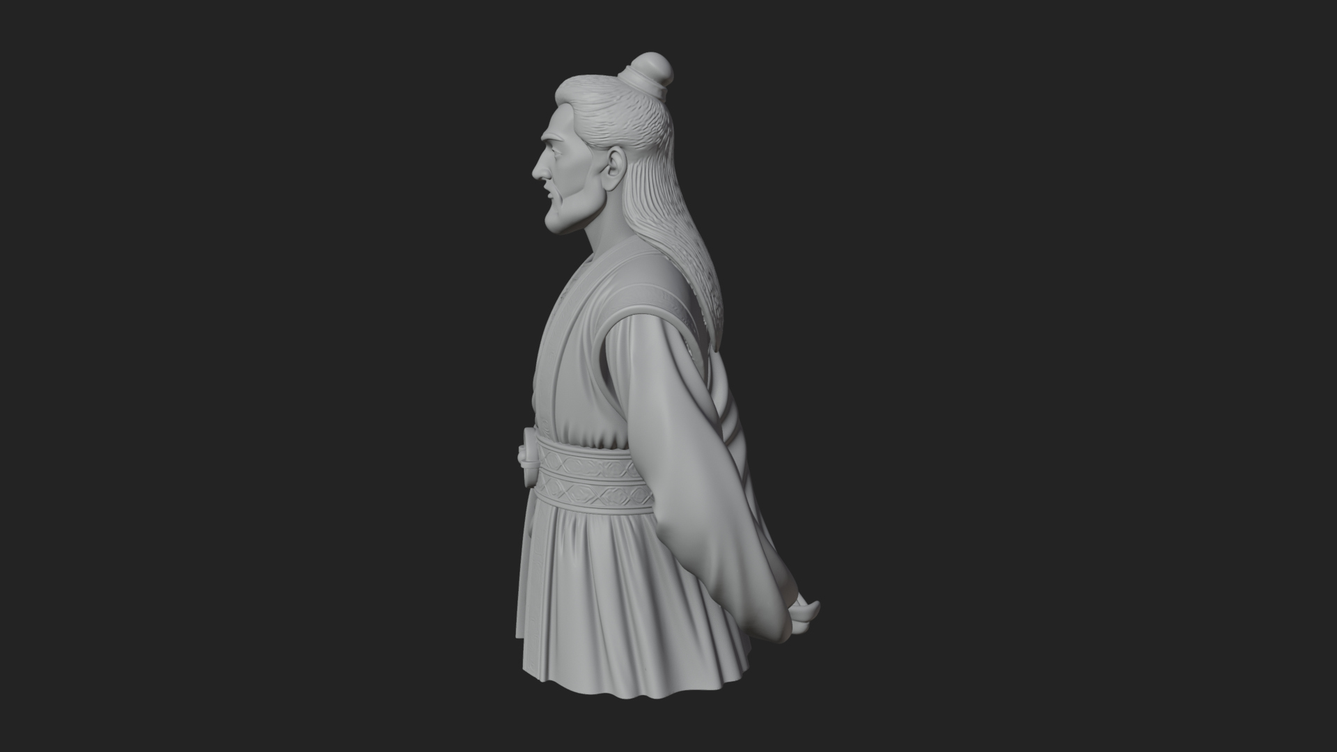 Chinese Scholar Bust Statue Design 16 3D Print Model 3D Model