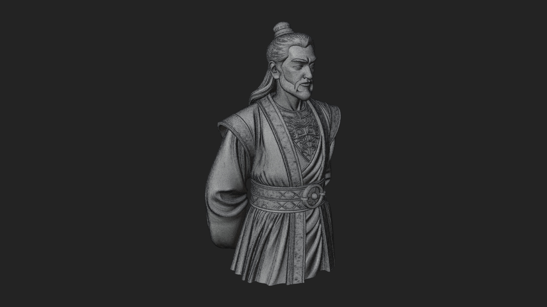 Chinese Scholar Bust Statue Design 16 3D Print Model 3D Model