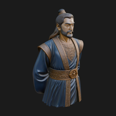 Chinese Scholar Bust Statue Design 16 3D Print Model