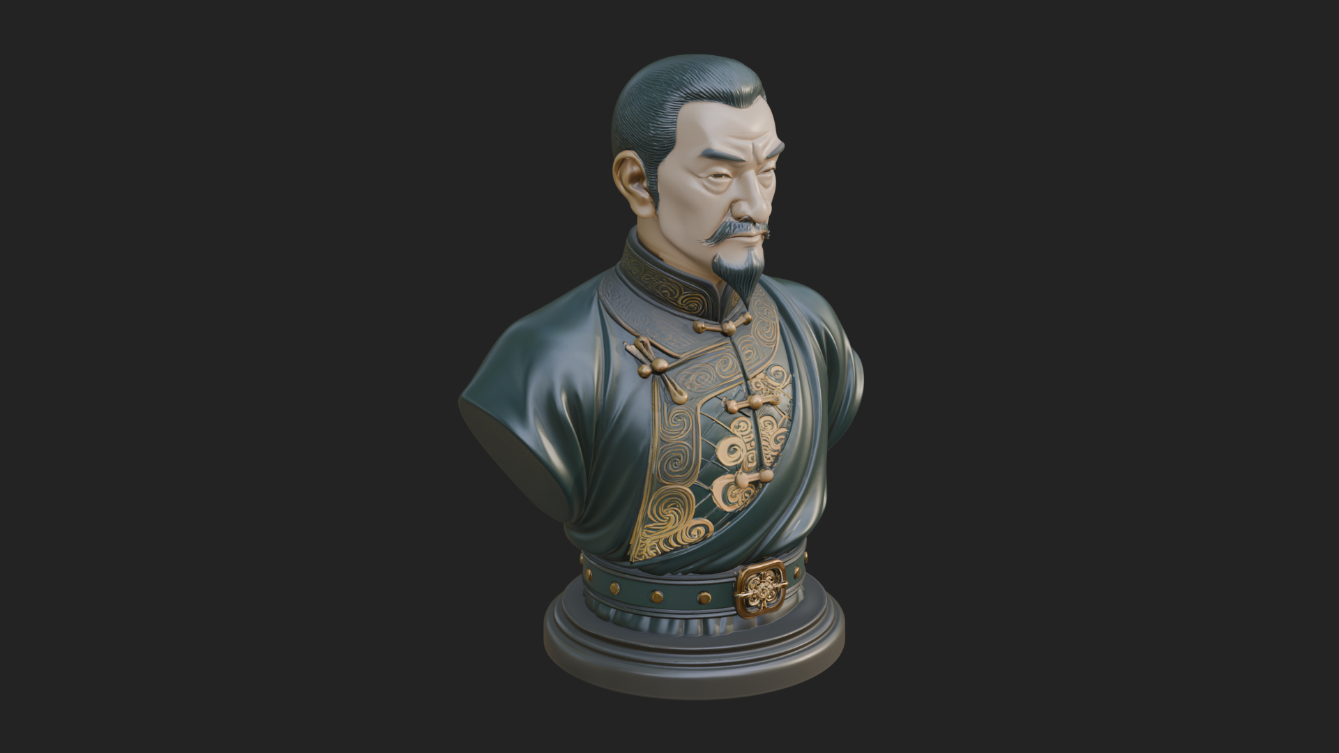 Chinese Scholar Bust Statue Design 2 3D Print Model 3D Model
