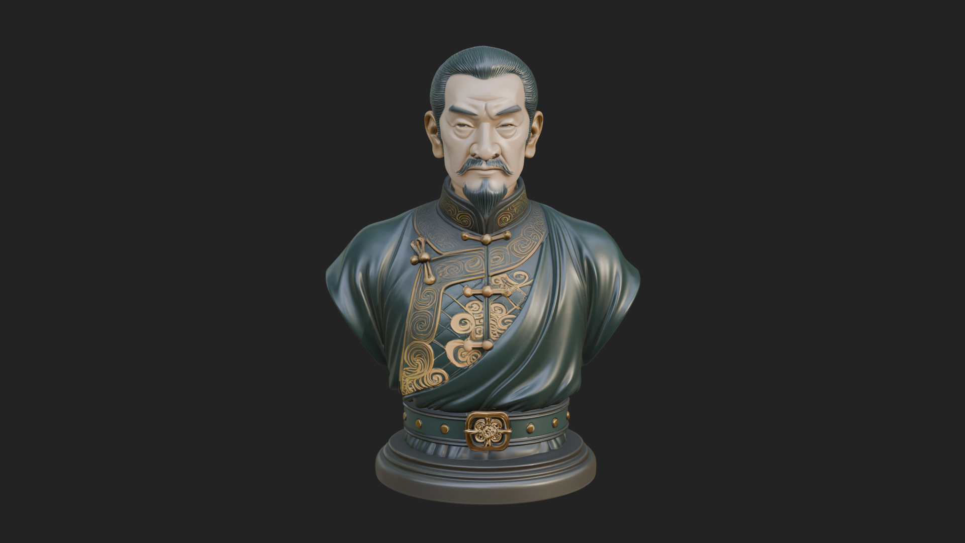 Chinese Scholar Bust Statue Design 2 3D Print Model 3D Model