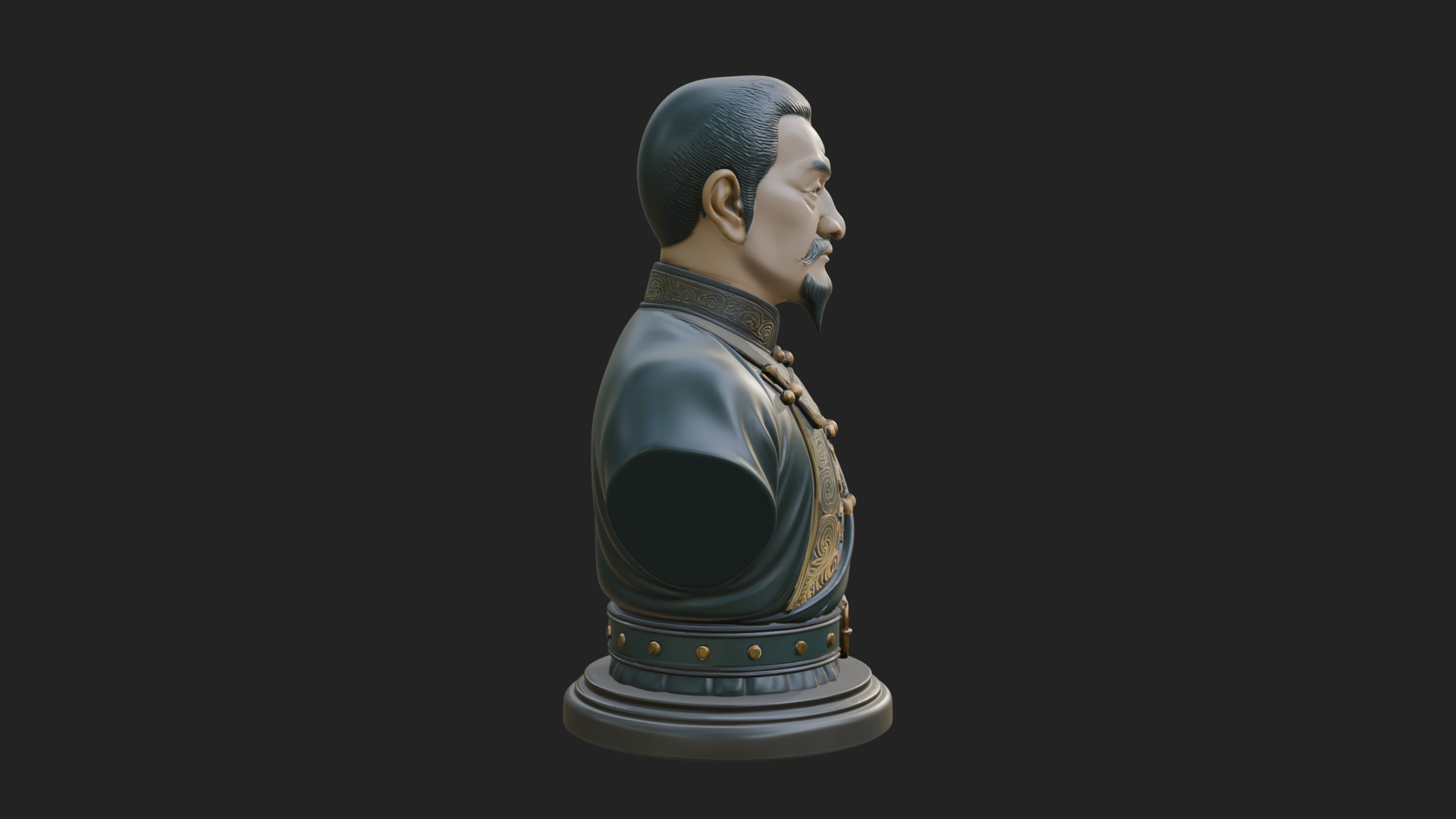 Chinese Scholar Bust Statue Design 2 3D Print Model 3D Model