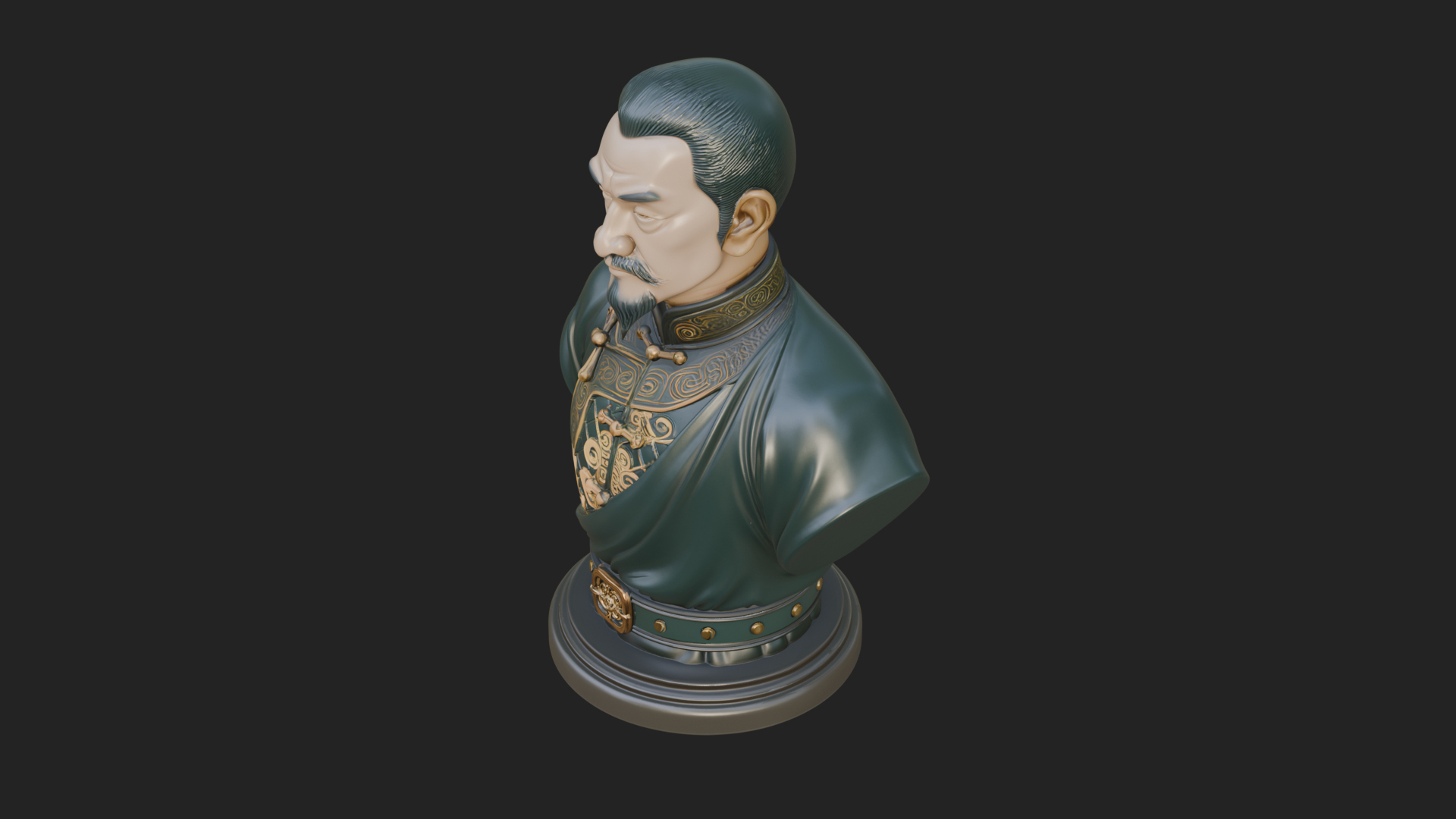 Chinese Scholar Bust Statue Design 2 3D Print Model 3D Model