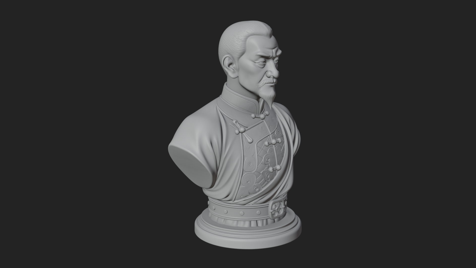Chinese Scholar Bust Statue Design 2 3D Print Model 3D Model