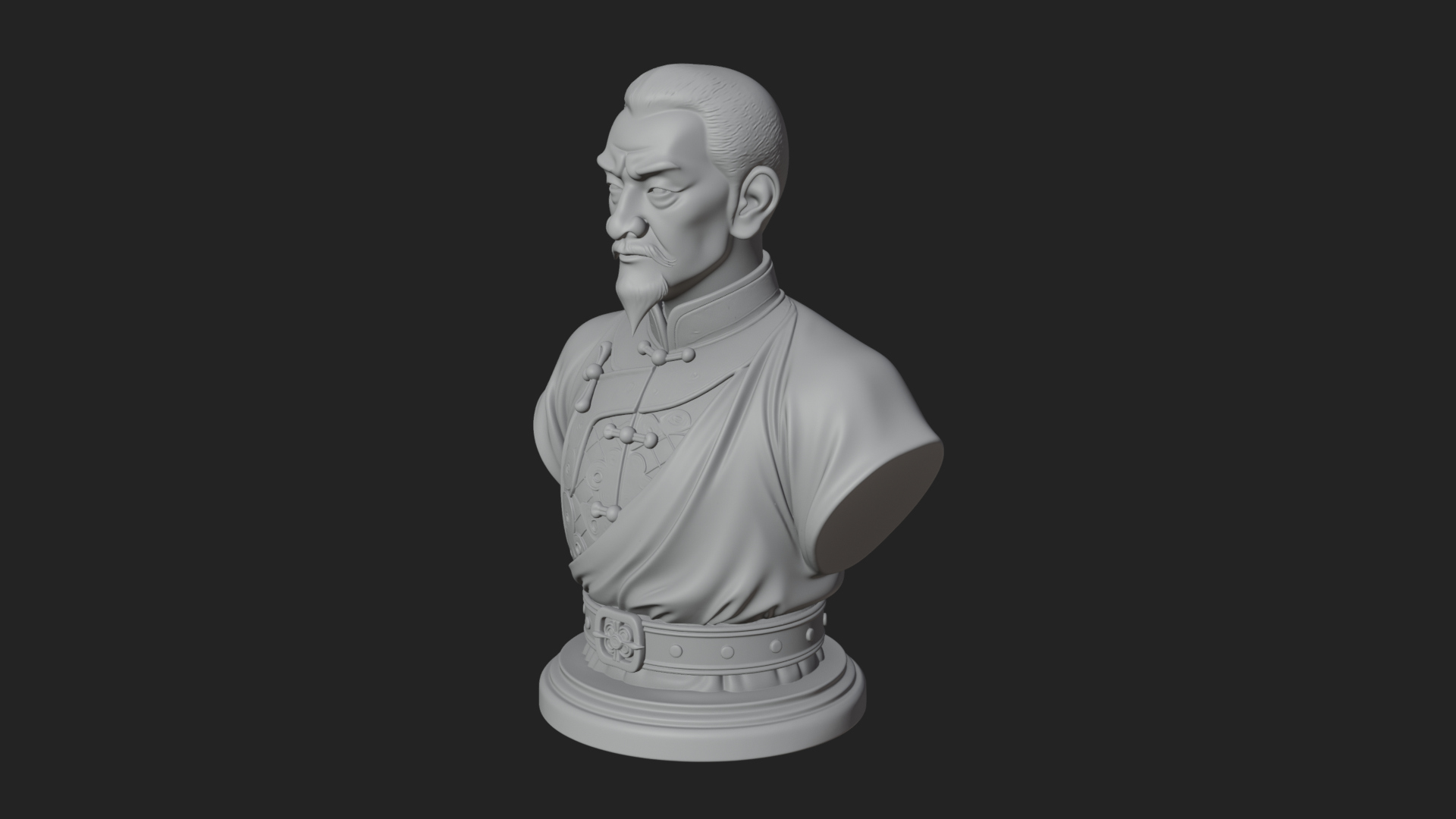 Chinese Scholar Bust Statue Design 2 3D Print Model 3D Model