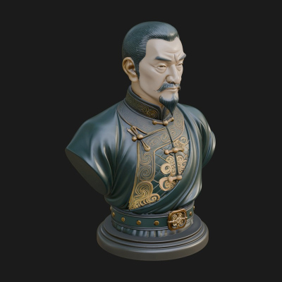 Chinese Scholar Bust Statue Design 2 3D Print Model