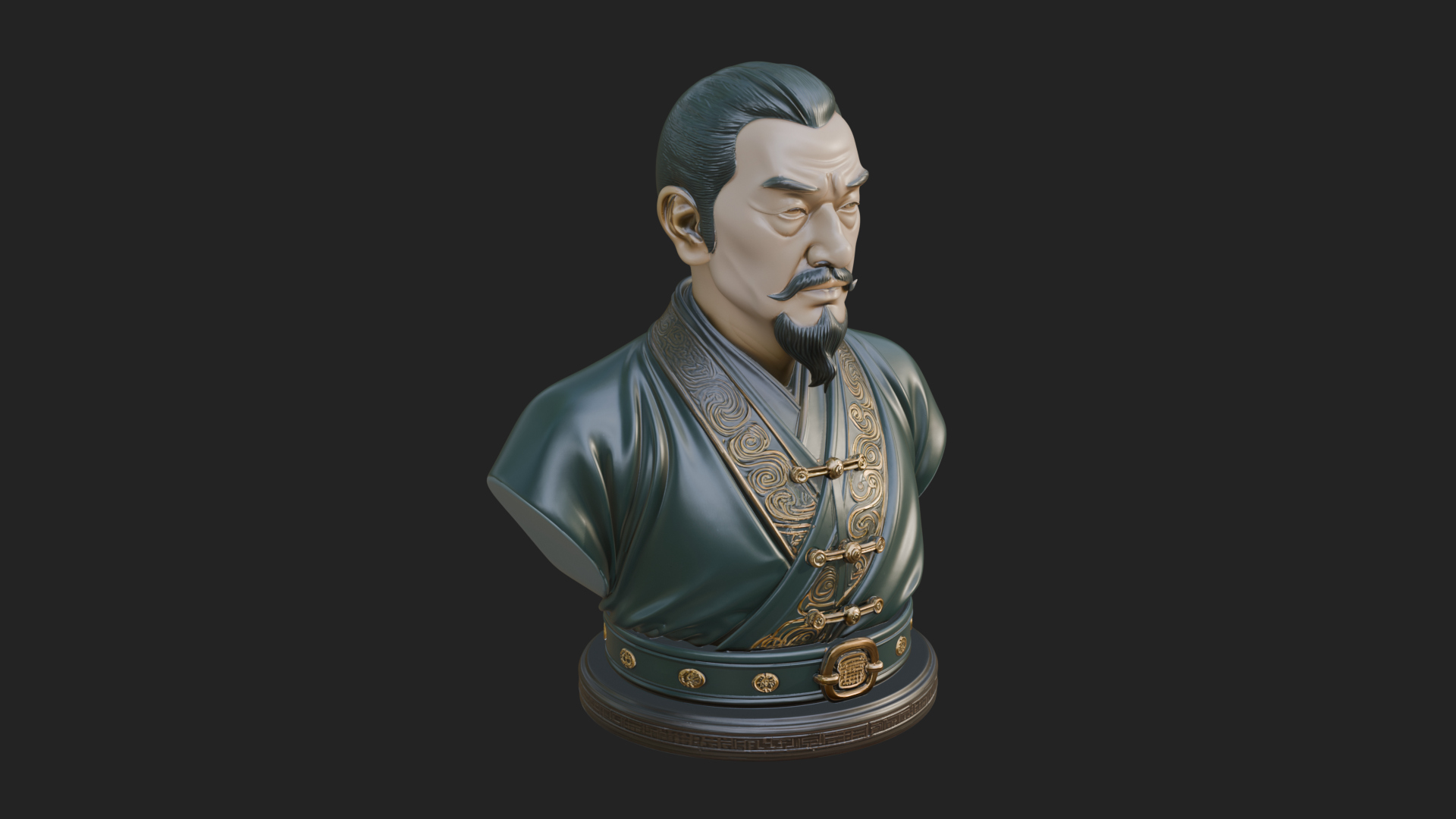 Chinese Scholar Bust Statue Design 3 3D Print Model 3D Model