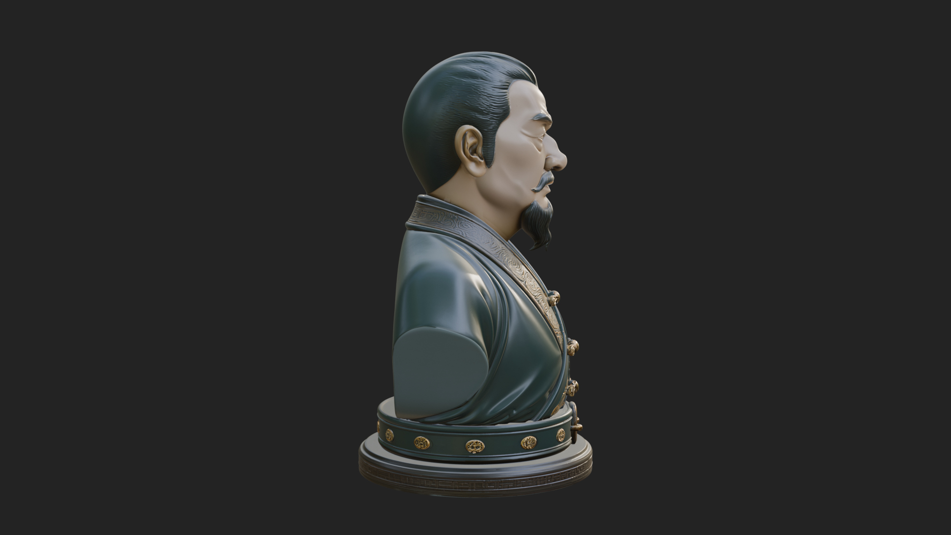 Chinese Scholar Bust Statue Design 3 3D Print Model 3D Model