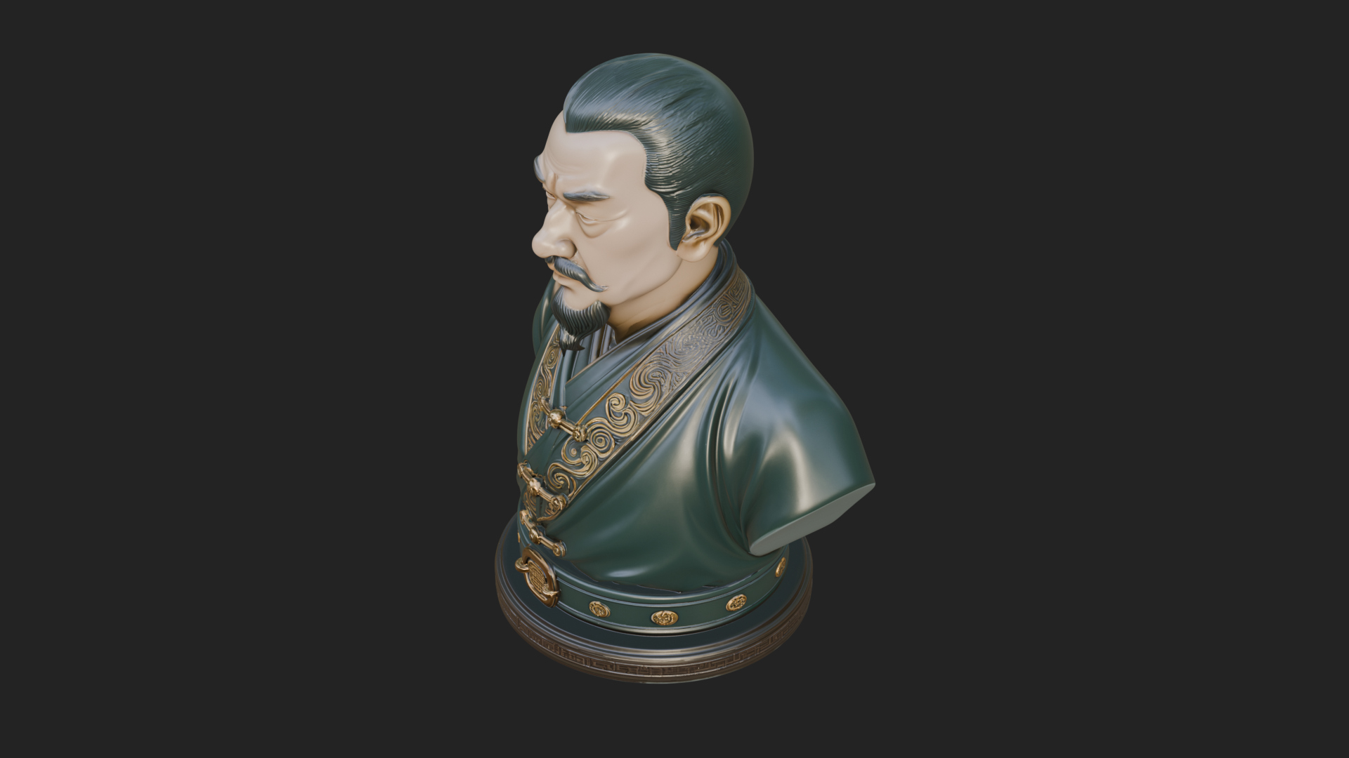 Chinese Scholar Bust Statue Design 3 3D Print Model 3D Model