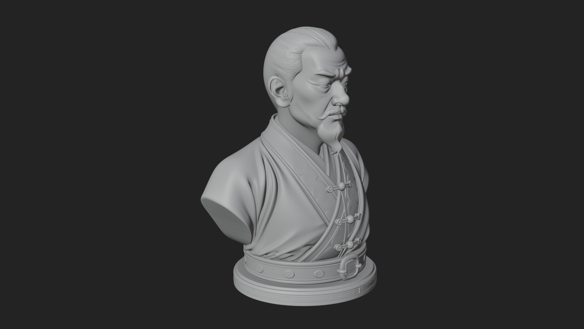 Chinese Scholar Bust Statue Design 3 3D Print Model 3D Model