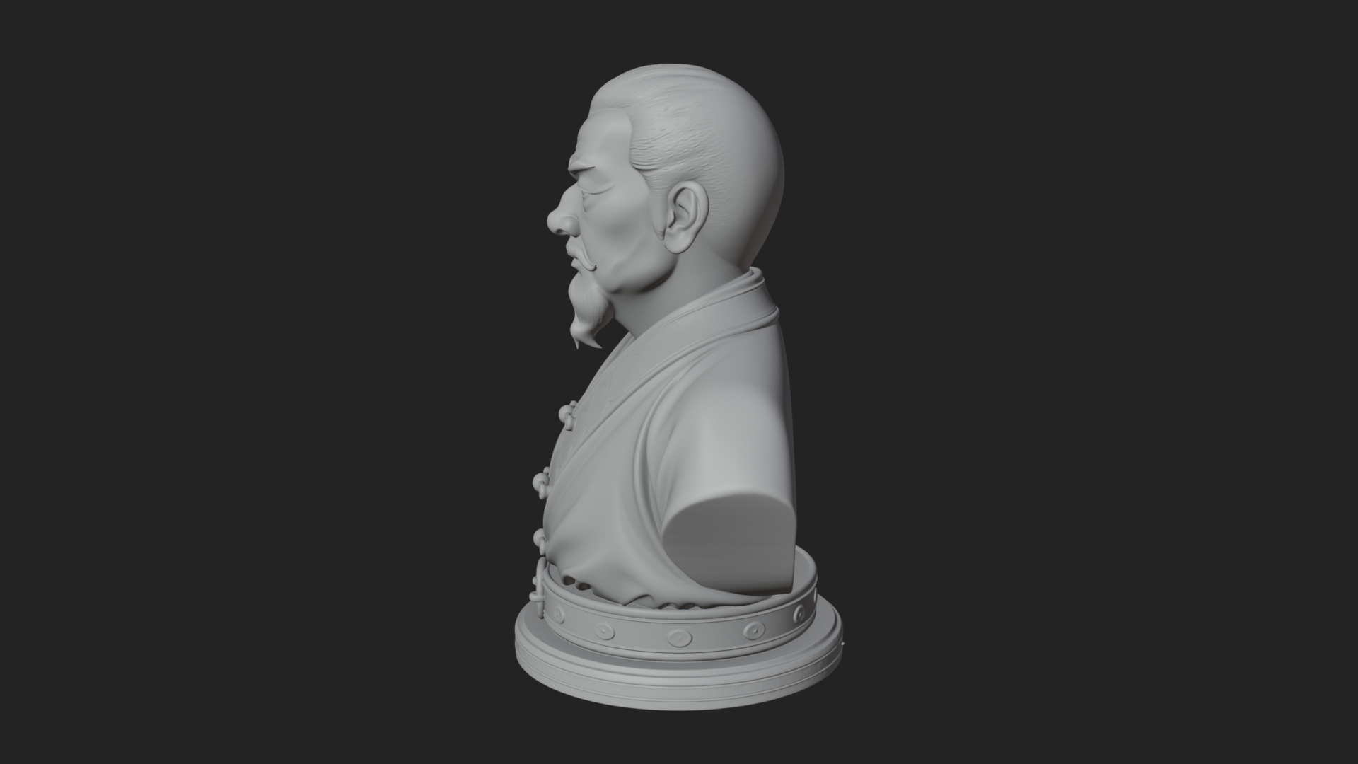 Chinese Scholar Bust Statue Design 3 3D Print Model 3D Model