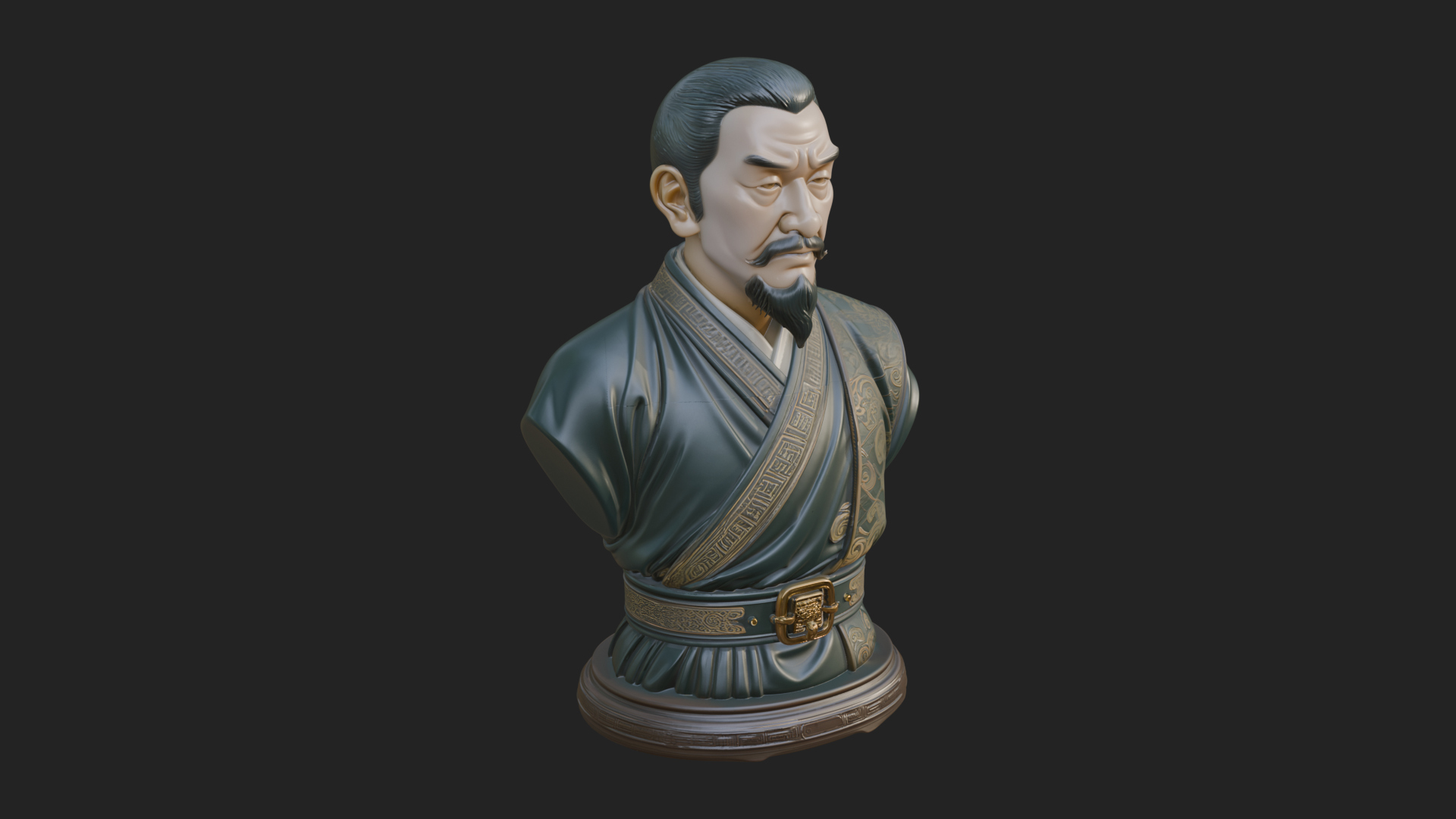 Chinese Scholar Bust Statue Design 4 3D Print Model 3D Model