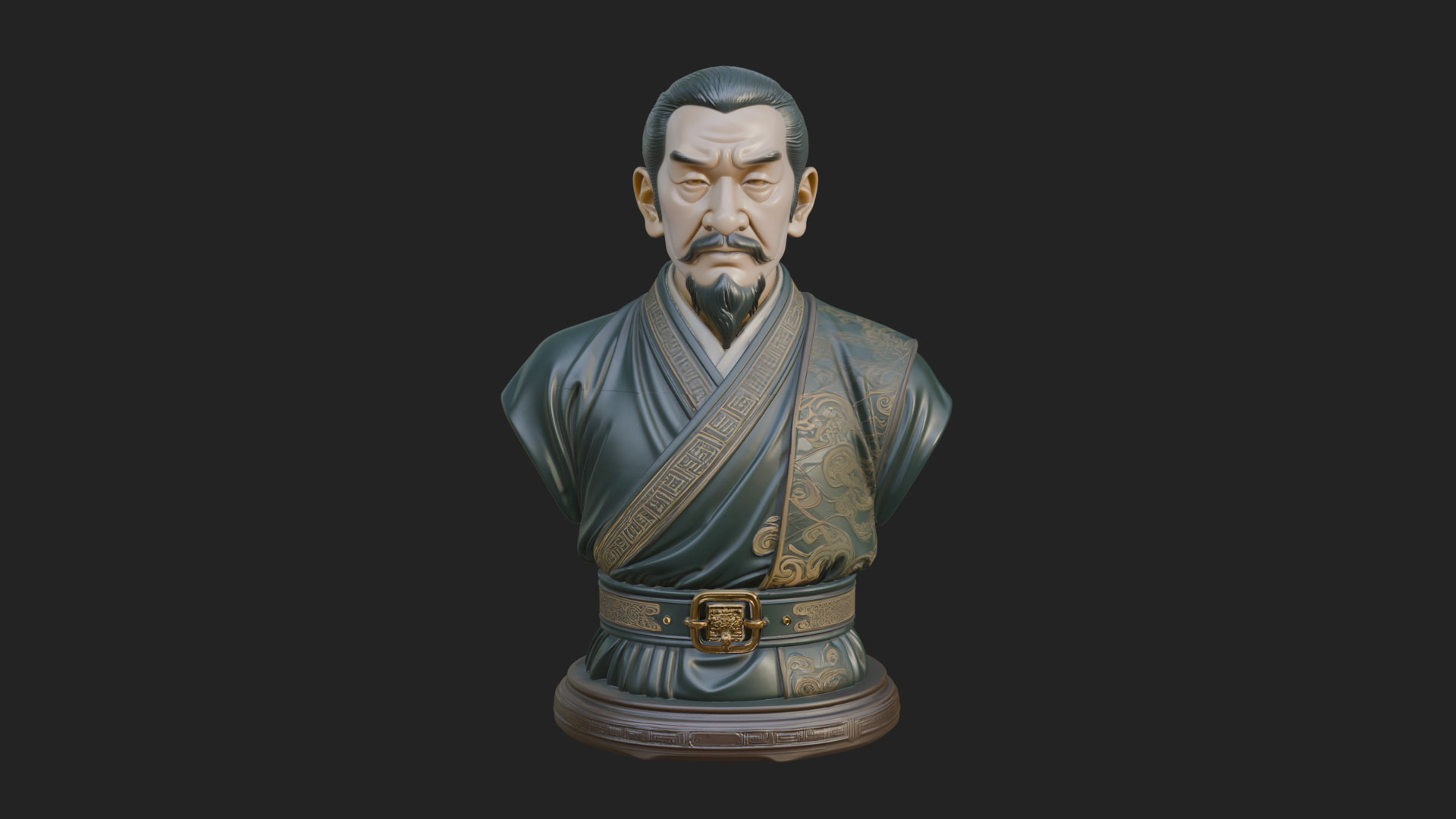 Chinese Scholar Bust Statue Design 4 3D Print Model 3D Model