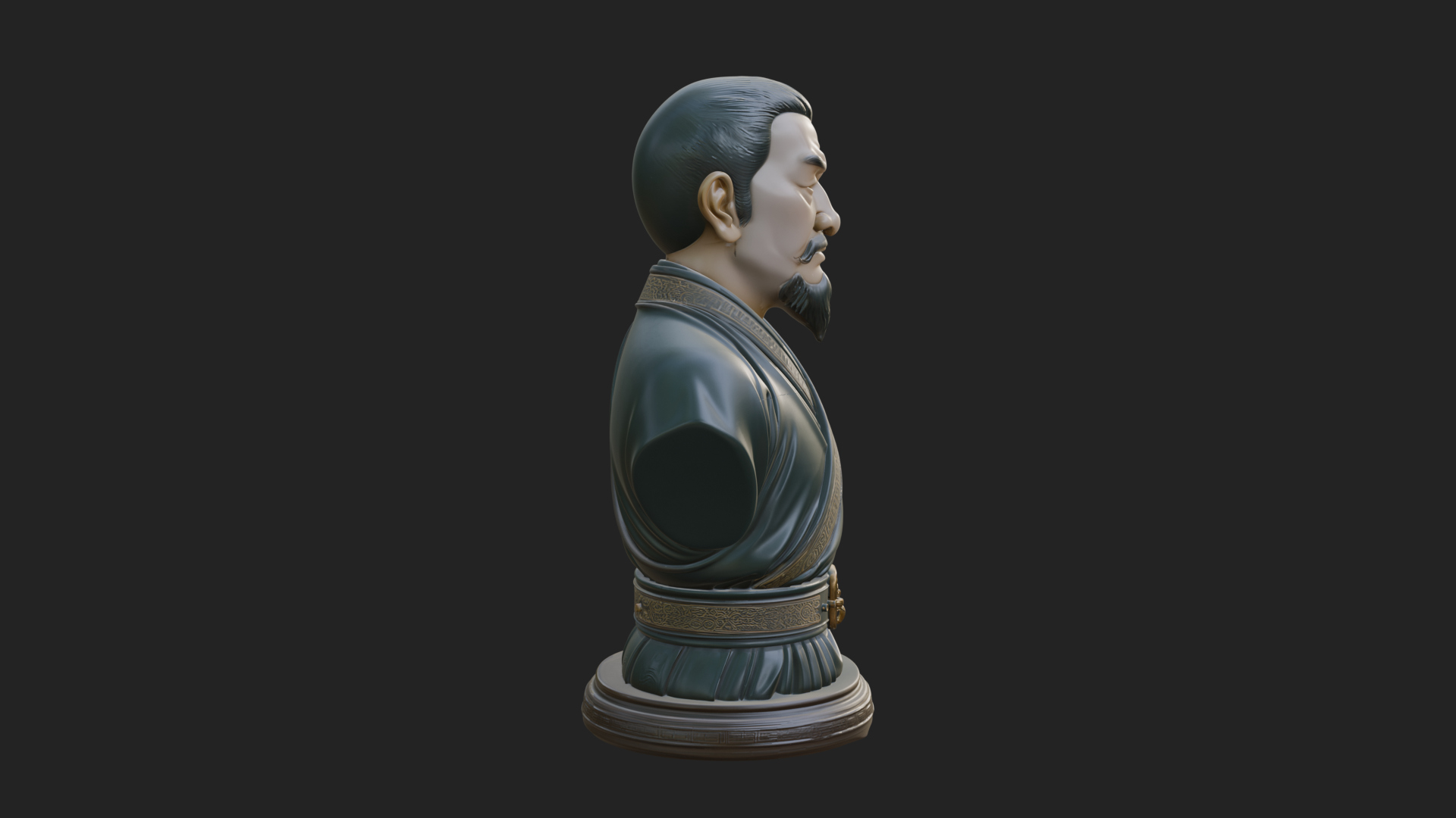 Chinese Scholar Bust Statue Design 4 3D Print Model 3D Model