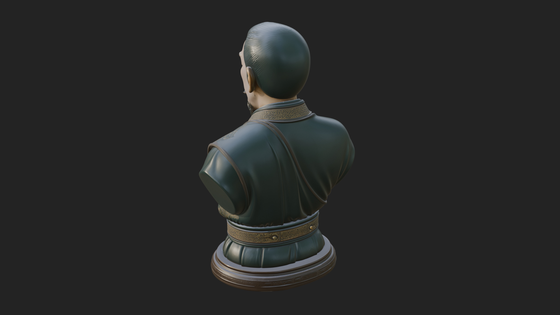 Chinese Scholar Bust Statue Design 4 3D Print Model 3D Model