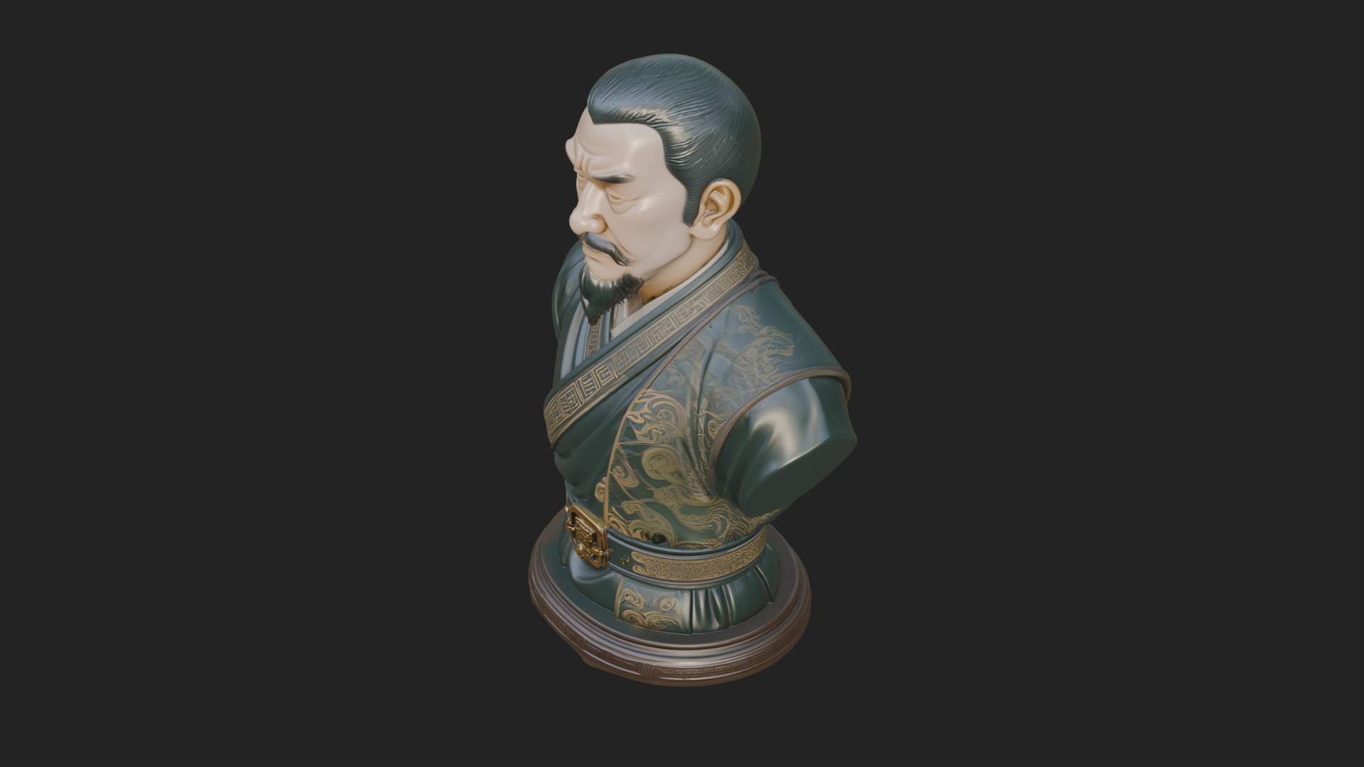 Chinese Scholar Bust Statue Design 4 3D Print Model 3D Model