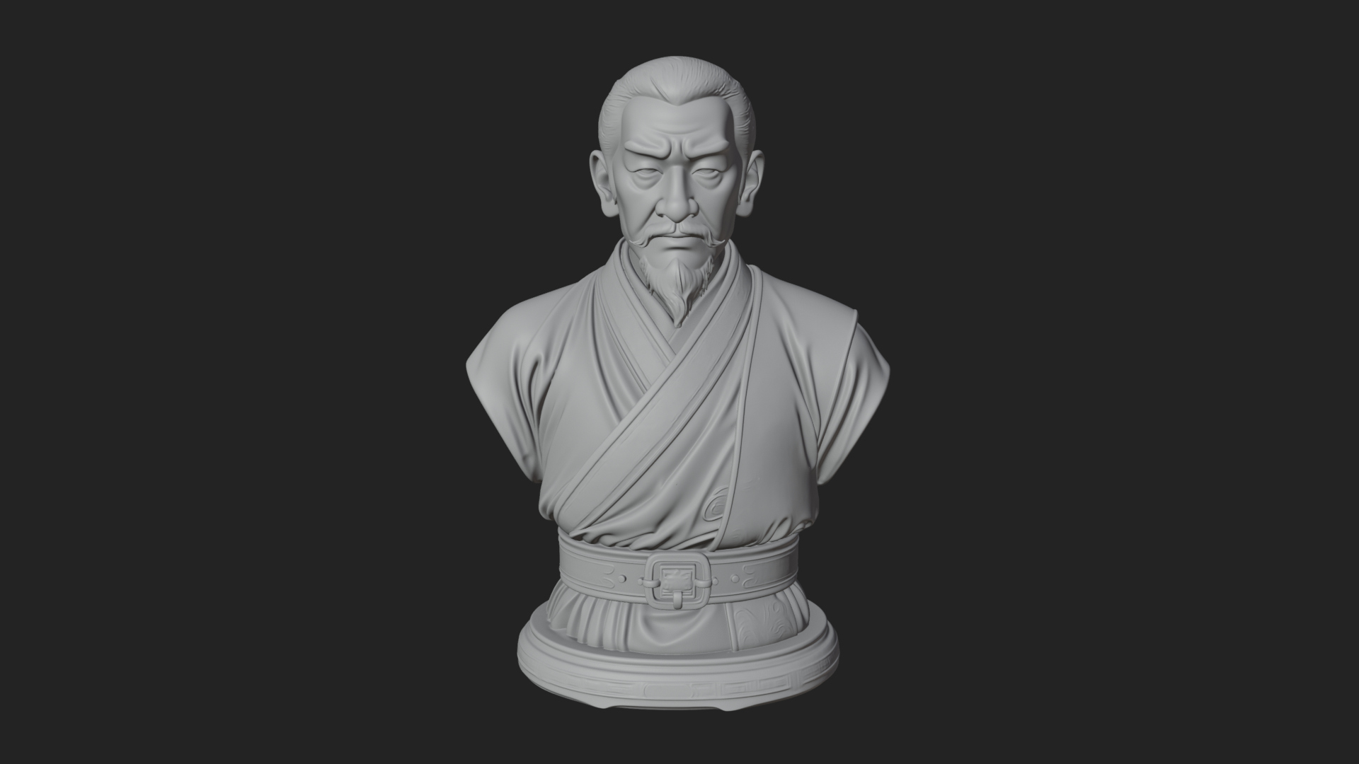 Chinese Scholar Bust Statue Design 4 3D Print Model 3D Model