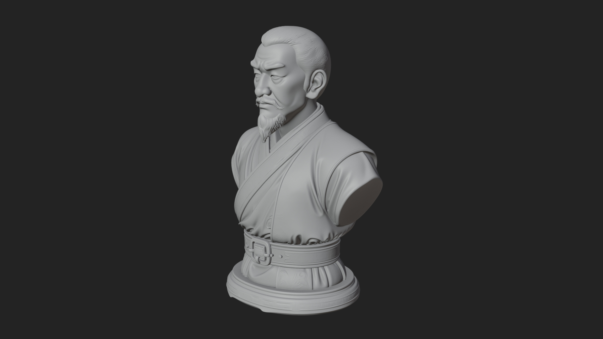 Chinese Scholar Bust Statue Design 4 3D Print Model 3D Model