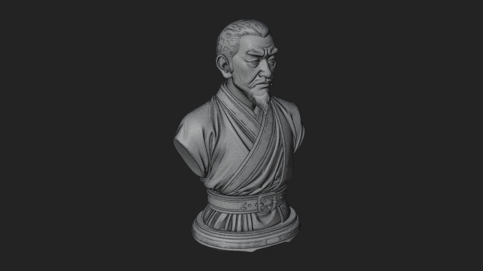 Chinese Scholar Bust Statue Design 4 3D Print Model 3D Model