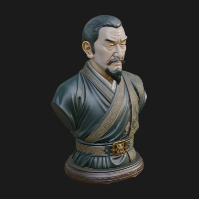 Chinese Scholar Bust Statue Design 4 3D Print Model