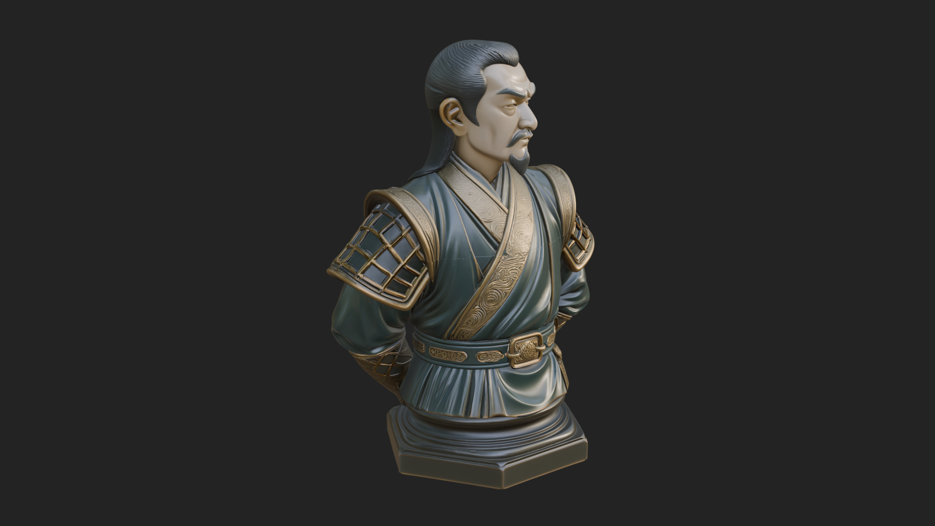 Chinese Scholar Bust Statue Design 5 3D Print Model 3D Model