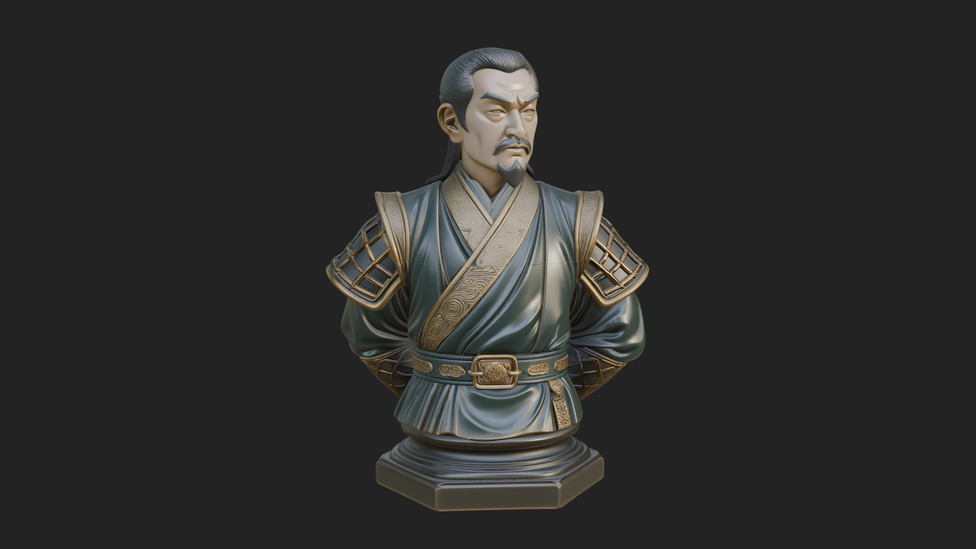 Chinese Scholar Bust Statue Design 5 3D Print Model 3D Model