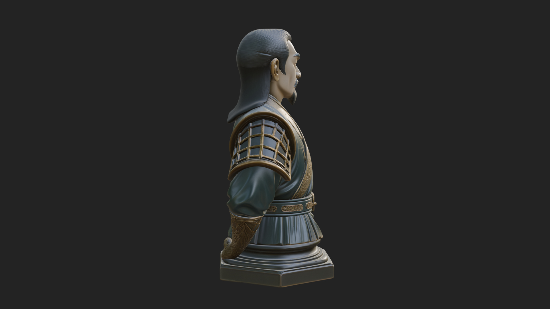 Chinese Scholar Bust Statue Design 5 3D Print Model 3D Model