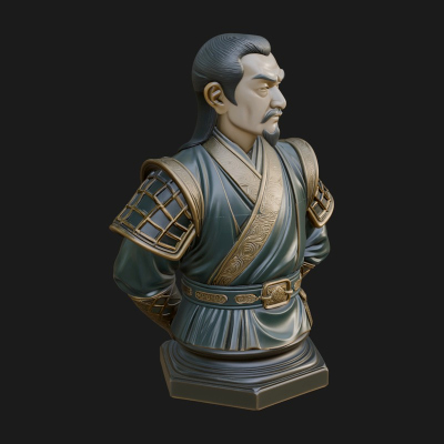 Chinese Scholar Bust Statue Design 5 3D Print Model