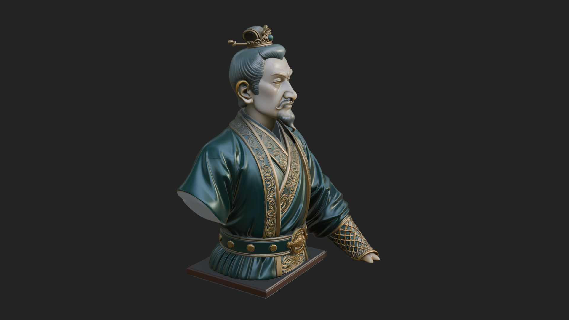 Chinese Scholar Bust Statue Design 6 3D Print Model 3D Model